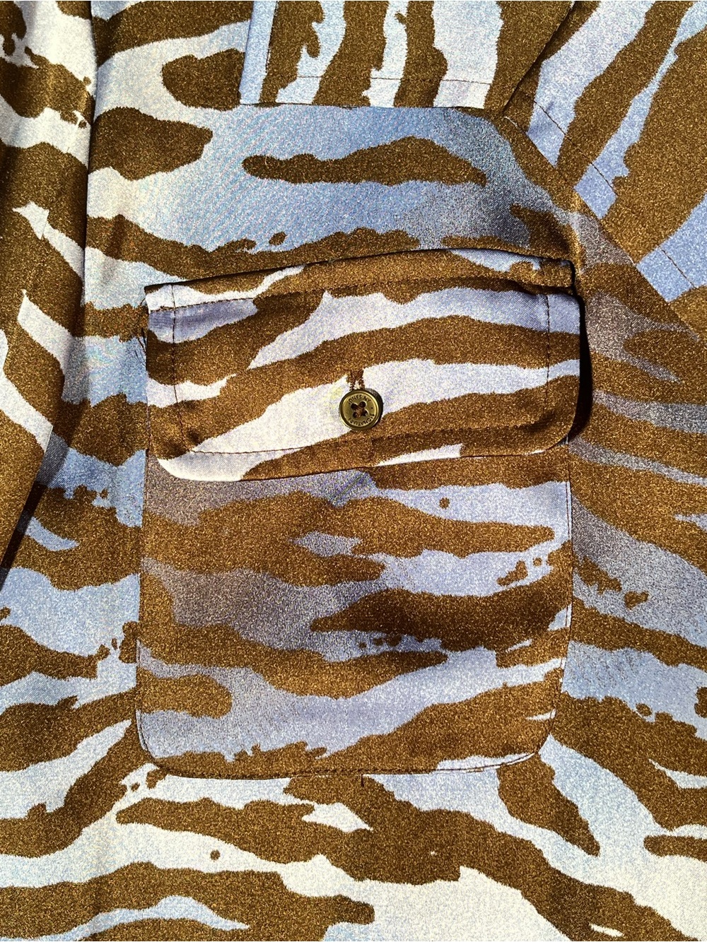Jones New York Blue and Black Zebra-Stripe Button-Up Top -Sz: L - Picture 3 of 7